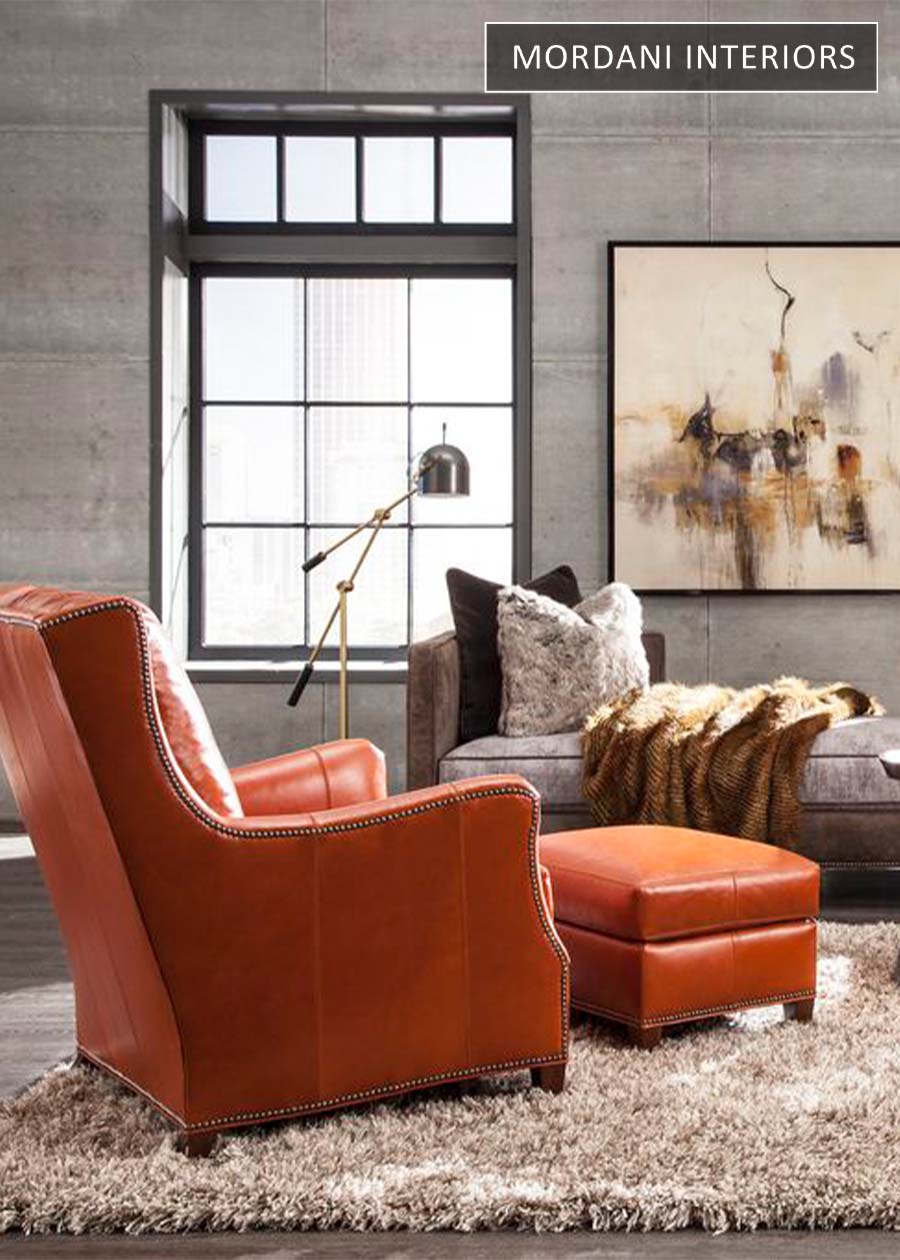 Dark Orange Vintage Leather Upholstery